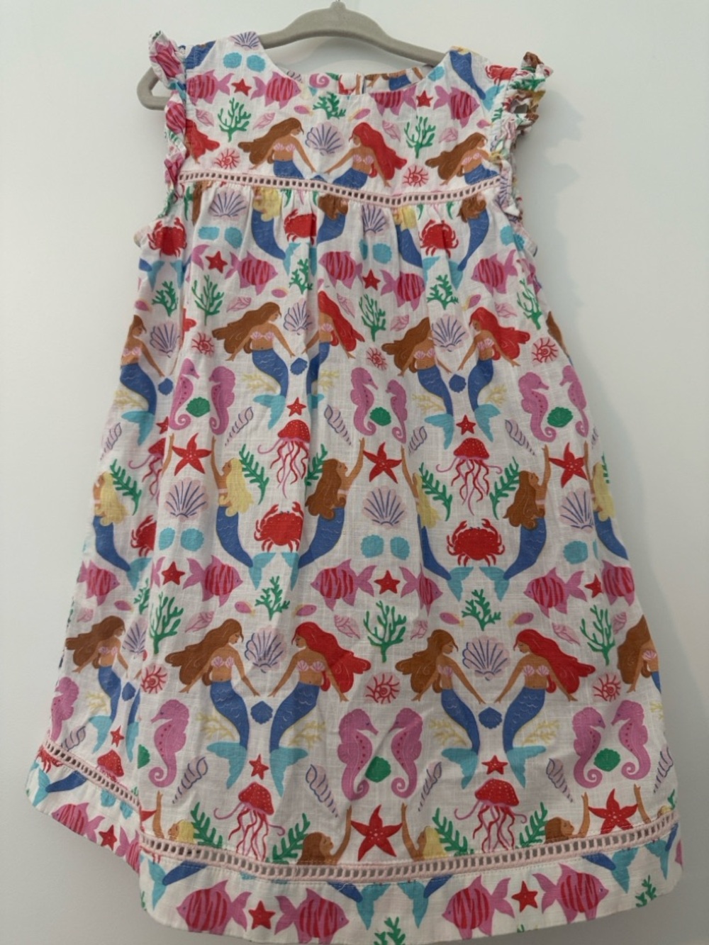 Mini Boden White Dress with Multicolor Mermaid & Sea Life Print - Picture 2 of 3